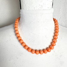 Angel Skin Coral Necklace Teng Yue 18” 10mm Pink Round Beads Silver Tone Clasp picture