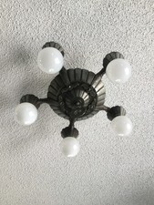 Vintage 1930s Art Deco Ceiling Light Fixtures Matching Set 5 Light + Single picture