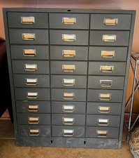 Vintage Cole Steelmaster 27 Drawer Index Card Style Cabinet Industrial Metal picture