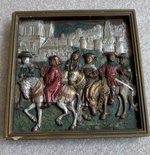 Vintage Chalkware Medieval Wall Plaque~Marcus Replicas~Made In England picture