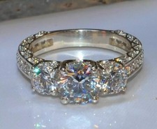 VVS1 3.15Ct Round Cut Lab Created Diamond 14K White Gold Finish Engagement Ring picture