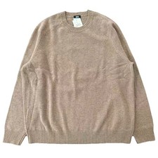 Uniqlo Premium Lambswool Crewneck Sweater Beige 100% Wool Size L picture