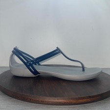 CROCS Sandal Womens 10 Isabella T-Strap Thong Iconic Comfort Jelly Blue Gray picture