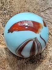 .57 Wet Mint Christensen Agate Company w oxblood, Striped Opaque CAC marble. picture