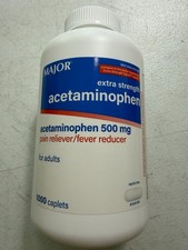 Major Extra Strength Mapap Aspirin Free Acetaminophen Caplets 500 mg 1000 Count picture