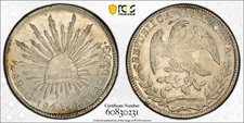 1843-Go 8 Reales Mexico Silver Coin Guanajuato Mint - PCGS MS62 True View (G170) picture