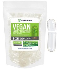 XPRS Nutra Size 00 Empty Capsules - 100 Count Clear Empty Vegan Capsules - Veget picture