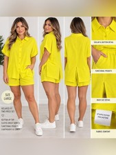 Relaxed Button-Front Women’s Top in Bright Yellow picture