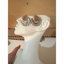 Gorgeous Vintage Boho Filigree Crescent Clip‑On Earrings picture