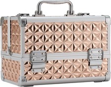 Portable Makeup Train Case Cosmetic Organizer 2-Tier Storage Kit for Beauty picture