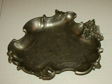 Art Nouveau Angel & Flowers design Maiden Pewter Card Tray / Dish Stamped picture