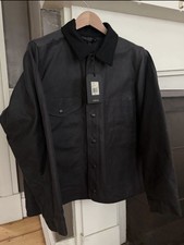 Filson Tin Cloth Jacket Cinder Waxed Dark Gray Black Unlined Mens Medium New picture
