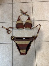 BECCA Canyon Sunset Metallic Stripe Bikini Set Size M picture