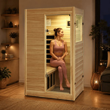 Mini Far Infrared Sauna Poplar Wood Personal Home Spa Detox for 1 Person 905W picture