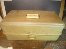 Vintage UMCO TACKLE BOX w Oric Insert Metal Box Weights Hooks FISHING Supply picture