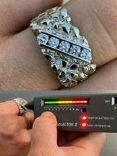 Mens REAL Solid 925 Sterling Silver MOISSANITE Nugget Ring Sz 7-13 Pinky Iced picture
