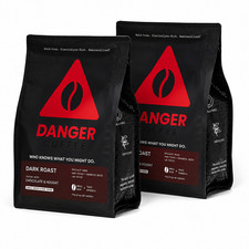 Danger Coffee Dark Roast Whole Bean Remineralized 775g Pack of 2 picture