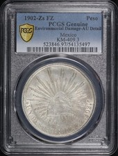 1902-Zs FZ Mexico Silver 1 Peso KM-409.3 PCGS AU Details Environmental Damage picture