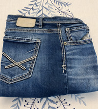 BKE Tyler Men’s Jeans 38x32 Medium Wash Bootcut Denim Distressed Stitching picture