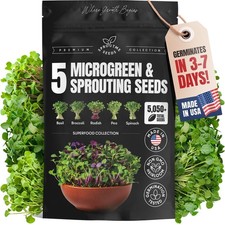 Microgreens Sprouting Seeds Mix, 5 Varieties, Non-GMO Heirloom, 5050+ Seeds picture