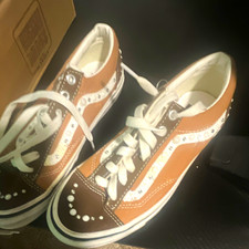 VANS Old Skool Brown/White Low Top Skate Shoes Men's US 6 picture