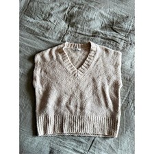 Madewell V-Neck Sweater Vest in Beige Size Small picture