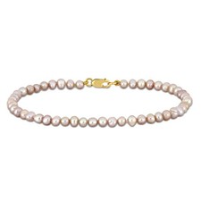 Amour 14K Yellow Gold Clasp 3-4mm Pink FW Pearl Timeless Bracelet - 7.25