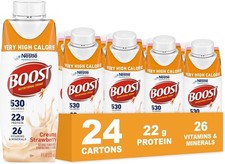 BOOST Very High Calorie Nutritional Drink, Creamy Strawberry, 8 Fl Oz, 24pk picture