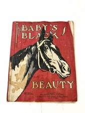 Antique 1908 Baby's Black Beauty Children's Book Hurst's Limp Cloth Illustrated picture