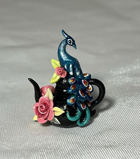 Dollhouse Miniature ARTISAN Hand Sculpted Signed Peacock Teapot By JD picture