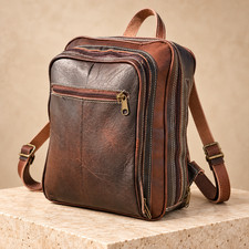 Vintage Style Brown Leather Backpack Handmade Moroccan Travel Bag Unisex picture