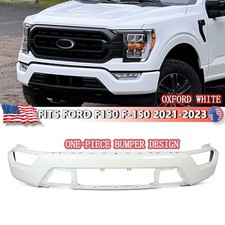 For 2021-23 Ford F150 Front Bumper Face Bar Steel W/O Sensor Holes Oxford White picture