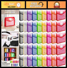 50 PCS A4 Plastic Expanding File Folders - Colorful Large-Capacity Document Enve picture