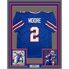 Framed Autographed/Signed D.J. DJ Moore 35x39 Buffalo Blue Jersey PSA COA picture