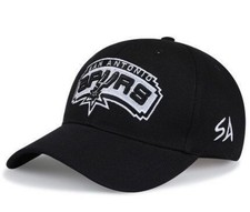 San Antonio Spurs Embroidered Adjustable Curved Brim Hat Black Strapback NBA Cap picture