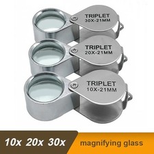 21mm Folding Jewelry Magnifier 10X 20X 30X Metal Pocket Glass Loupe Lens picture