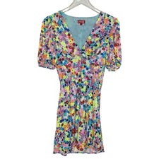 STAUD Milla Floral Print Crêpe De Chine Minidress 4 Rainbow Flower Market picture