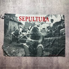 Vintage 1993 Sepultura Chaos A.D. Band Flag Banner Blue Grape Heart Rock Italy  picture