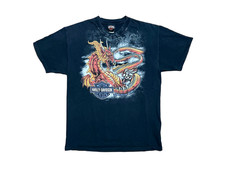 Harley Davidson 2008 Smoky Mountains Dragon Y2K Vintage T-Shirt, Men's Large picture