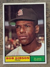 Bob Gibson 1961 Topps Baseball #211 St. Louis Cardinals TRIMMED HOF picture