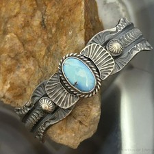 Kevin Billah Native American Sterling Silver Oval Turquoise Bracelet For Women picture