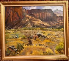 Original Plein Air “Desert Scene” By Calif. Artist S.Brigham Southwest Framed picture