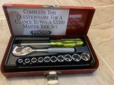 Vintage In Fire Truck Red  Proto 1/4-inch drive socket set #J47108 Rare Numbered picture