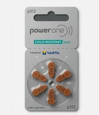 60 Powerone Hearing Aid size 312 Genuine Mercury Free Batteries- Ex-2029-Germany picture