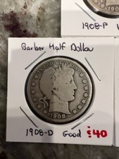 1908-D | 50C | Barber Half Dollar | Item #23B | 90% Silver picture
