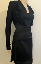Givenchy Black Long Sleeved Draping body Con Dress SZ  IT  38 US 0/2 picture