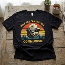 Vintage Only You Can Prevent Communism Bear Retro Unisex T-Shirt picture