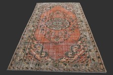 Vintage Turkish Oushak Rug, Orange 5x9 ft, Handmade Wool, Bohemian Anatolian picture
