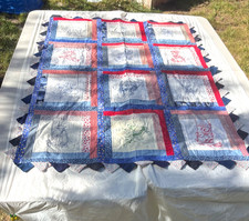 L@@K New Pretty Handcrafted Pieced Homespun Embroidered Colorful Child’s Quilt picture