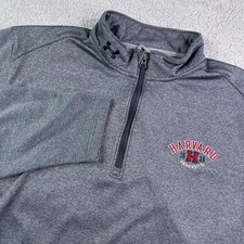 Harvard Crimson Sweatshirt Mens XL Gray Under Armour Quarter Zip Fleece Pullover picture